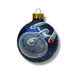 NCC-1701 USS Enterprise Holiday Painted Glass Ball Ornament 2.6"